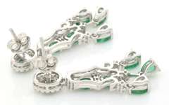 Luxurious Natural Emerald & White Sapphire Earrings in Sterling Silver