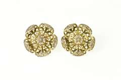 Sterling Silver Retro Flower Two Tone Filigree Statement Earrings