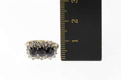 10K Yellow Gold 1.57 Ctw Natural Sapphire Diamond Halo Ring