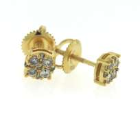 Elegant Diamond Cluster Yellow Gold Earrings