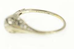 18K White Gold Art Deco Filigree Solitaire Promise Engagement Ring