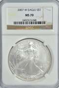 NGC MS70 graded 2007-W $1 Silver Eagle. Immaculate