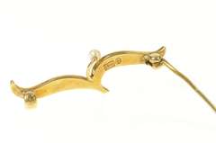14K Yellow Gold Victorian Seed Pearl Wavy Swirl Floral Pin/Brooch