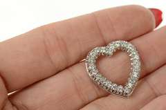 14K White Gold 0.48 Ctw Diamond 1950's Classic Heart Pendant