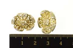 Sterling Silver Retro Flower Two Tone Filigree Statement Earrings