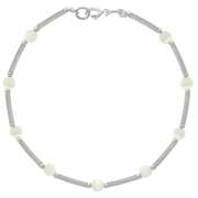 Sterling Silver Mother of Pearl Bar and Bead Bracelet