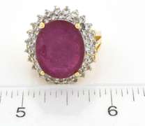 Enchanting Massive 10.00CTS Ruby & Topaz Ring in Vermeil