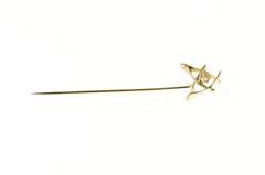14K Yellow Gold Diamond Retro Wish Bone Lucky Symbol Stick Pin