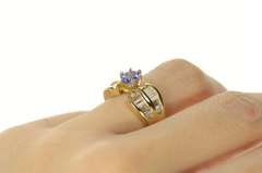 14K Yellow Gold 1.60 Ctw Oval Tanzanite Baguette Diamond Ring