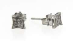 Beautiful White Gold Diamond Square Cluster Earrings