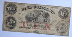 $ 10 Bank Of Columbus Georgia 1856 Series Note