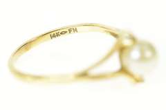 14K Yellow Gold Diamond Accent Pearl Classic Statement Ring