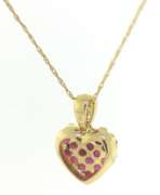 Great Ruby and Diamond Heart Pendant on Chain