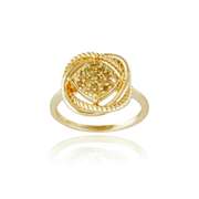 18K Gold over Sterling Silver 1/4ct Yellow Diamond Love Knot Ring