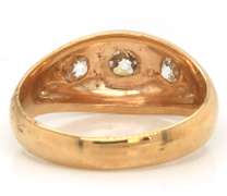 Fabulous 14kt YG 3-Stone Euro Cut Diamond Dome Ring