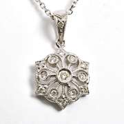 Filigree Diamond Pendant Necklace in 14K WG