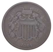 1864 Union Shield Two-Cent Piece - REV RIM CUD
