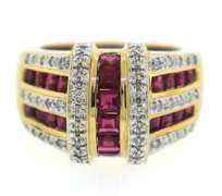 Stunning 14kt Yellow Gold Ruby and Diamond Wide Band Ring