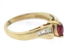Pretty Yellow Gold Marquise Ruby and Diamond Ring