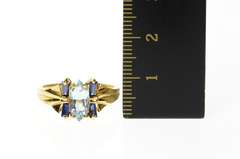 10K Yellow Gold Marquise Blue Topaz Baguette Sapphire Ring