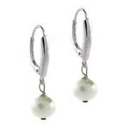 Sterling Silver Freshwater Cultured White Pearl Leverback Earrings
