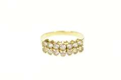 10K Yellow Gold Tiered Squared Cubic Zirconia Statement Band Ring