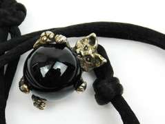 Signed Sterling Cat & Onyx Necklace