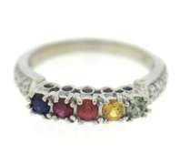 Stunning White Gold Multi Colored Gem Band