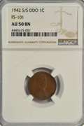 1942-S/S/S DDO Lincoln Wheat Cent. NGC AU50BN