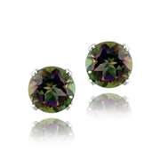 Sterling Silver  Green Mystic Topaz Stud Earring