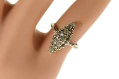 10K White Gold Retro Diamond Cluster Marquise Statement Ring