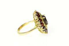 18K Yellow Gold Oval Garnet Ornate Retro Cocktail Statement Ring