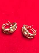 LADIES 14K GOLD AND DIAMOND LOOP EARRINGS