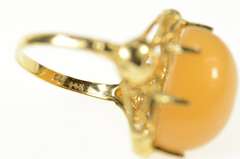 14K Yellow Gold Moonstone Cabochon Statement Cocktail Ring