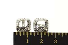 14K White Gold Squared Filigree 5.6mm Stud Enhancer Earring Jackets