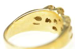 14K Yellow Gold Textured Nugget Diamond Inset Cluster Ring