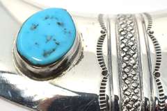 Large Wonderful Vintage Sterling Silver and Turquoise Necklace