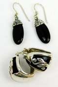 2 Pairs of Pretty Sterling & Black Onyx Earrings