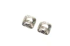 14K White Gold Squared Filigree 5.6mm Stud Enhancer Earring Jackets