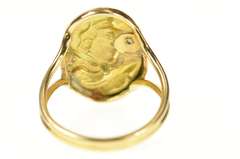 14K Yellow Gold Ornate Diamond Repousse Driving Lady Ring