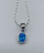 Eye Catching Oval Opal SS Necklace