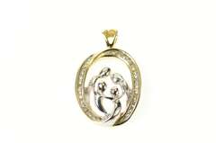10K Yellow Gold Two Tone Family Love Diamond Halo Pendant