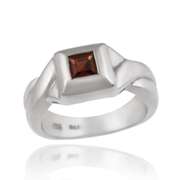 Sterling Silver Square Garnet Ring