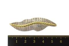 Sterling Silver Two Tone Zebra Pattern Leaf Statement Pin/Brooch