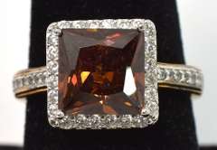 Luscious Chocolate Stone & CZ Cocktail Ring in Sterling Silver