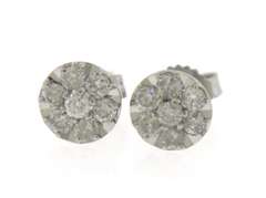 Gorgeous White Gold Cluster Flower Style Diamond Earrings