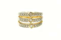 14K Yellow Gold Princess Diamond Tiered Statement Band Ring