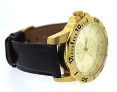 Invicta Gold Dial Black Leather Watch