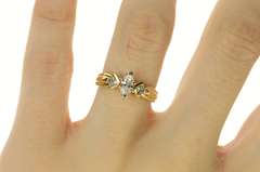 14K Yellow Gold 0.65 Ctw Marquise Diamond Princess Engagement Ring
