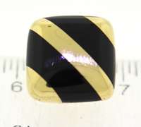 Vintage Black Onyx & 18kt Gold Striped Cushion Earrings
